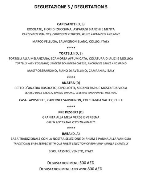 armani restaurant dubai menu.